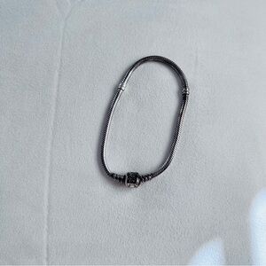 Pandora Moments Sterling Silver Snake Chain Charm Bracelet  Iconic Barrel Clasp